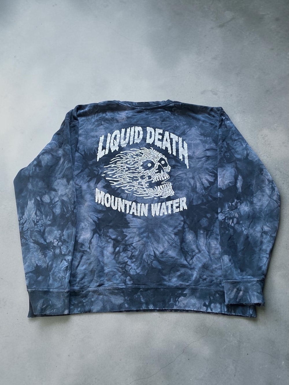 Liquid Death Mountain Water Sweatshirt Mens L Tie Dye Skull Graphic Crewneck - Picture 2 of 8